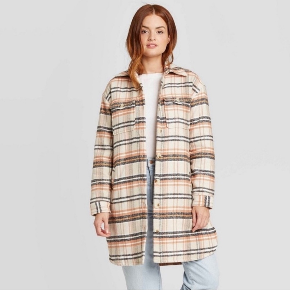 Universal Thread Beige Plaid Utility Jacket